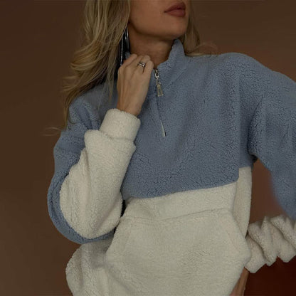 Fleece pullover for women with high collar and zipper Chic und Stil