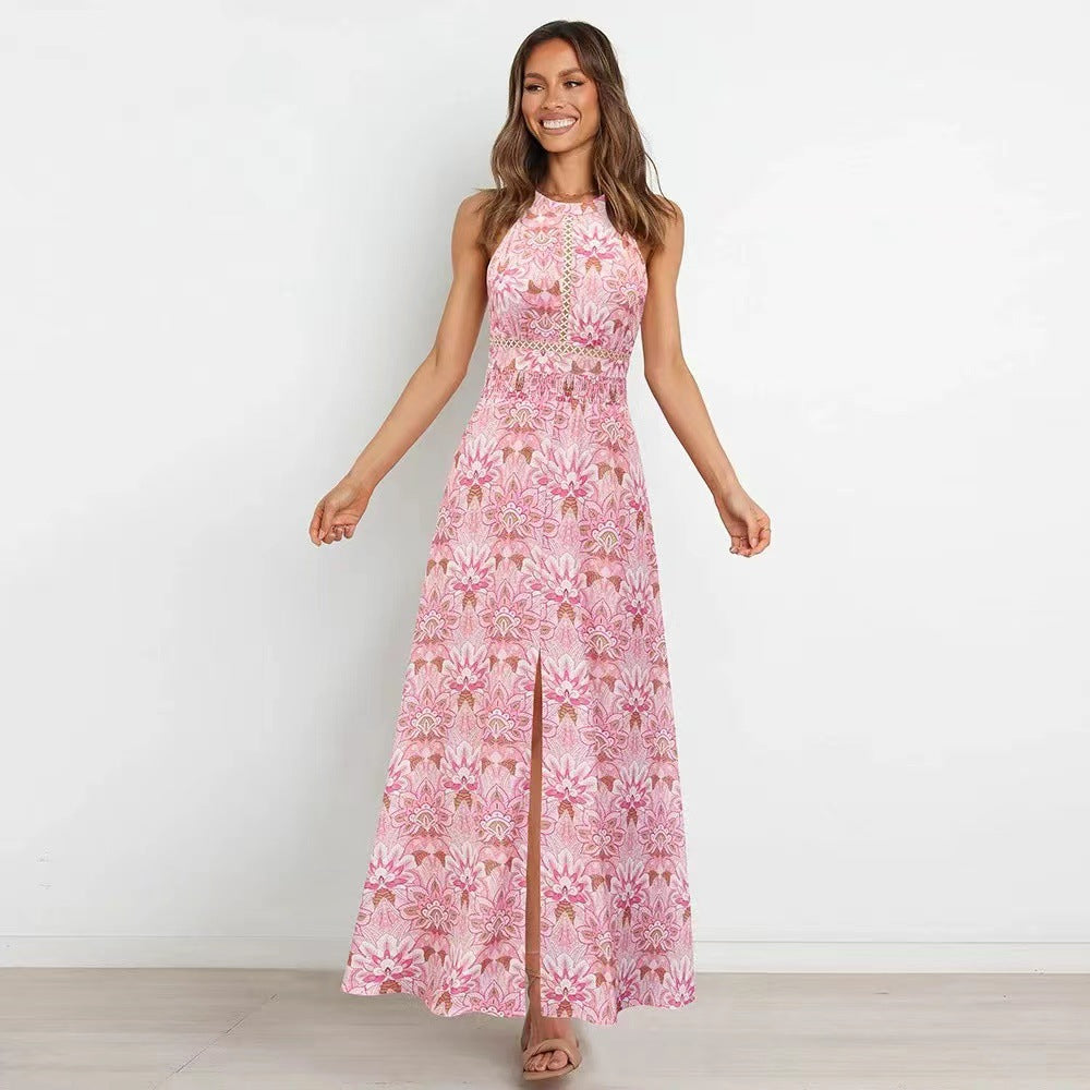 Femmes Robe Maxi Dos Nu à Imprimé Floral Chic und Stil