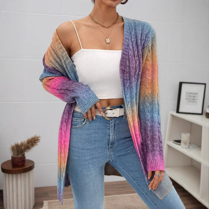 Cardigan en tricot pour femmes avec un dégradé de couleurs coloré et une coupe décontractée Chic und Stil