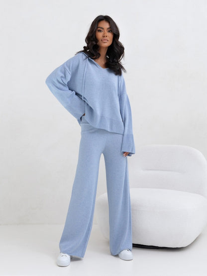 Dames Cozy combinaison tricot avec capuche et jambes larges Chic und Stil