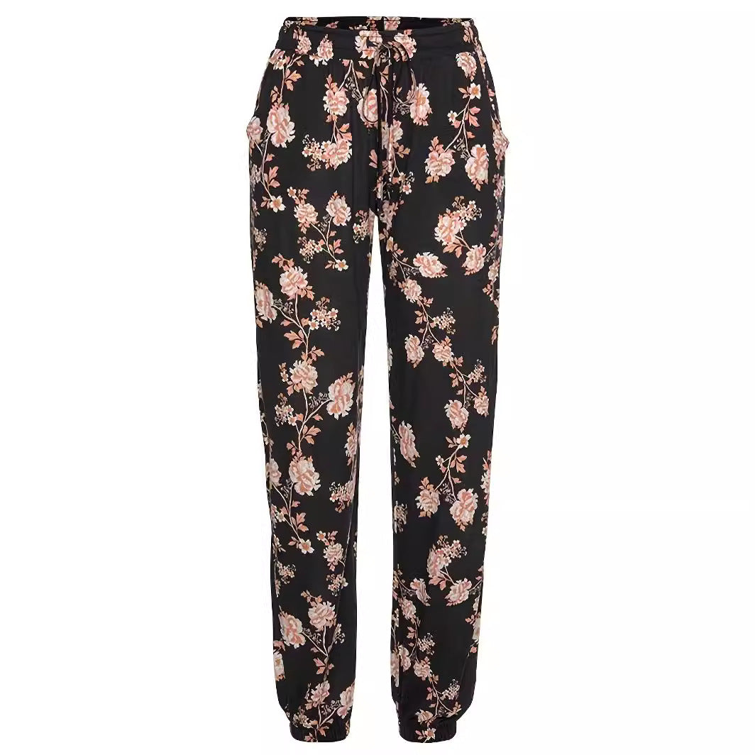 Pantalon de loisirs pour femmes avec motif floral et taille élastique Chic und Stil