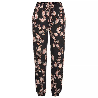 Pantalon de loisirs pour femmes avec motif floral et taille élastique Chic und Stil
