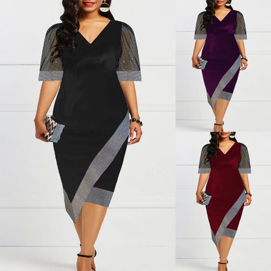 Dames Élégant Robe Sans Manches V Décolleté Chic und Stil
