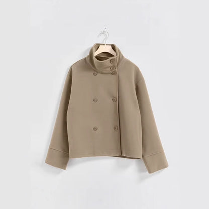 Cropped jacket for women with high collar and double breasted Chic und Stil