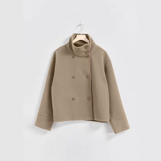 Cropped jacket for women with high collar and double breasted Chic und Stil