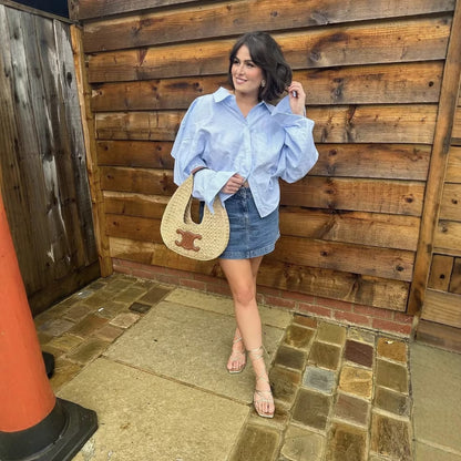 Dames chemise stylée, courte, avec un motif rayé de bon goût et des tailles modernes Chic und Stil