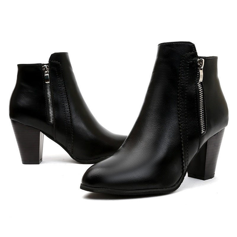 Bottes élégantes pour femmes avec fermeture éclair tendance et talon bloc confortable Chic und Stil