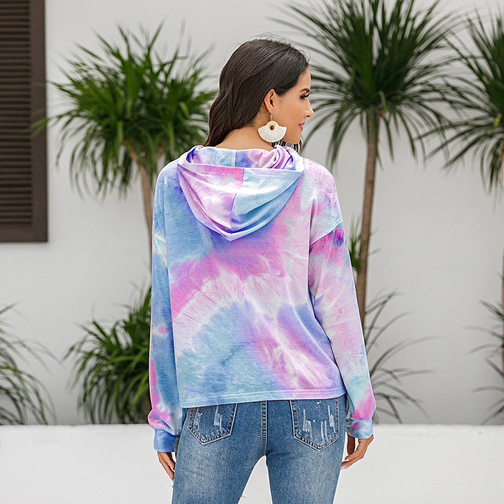 Pull à capuche décontracté pour femmes avec un design moderne Tie-Dye Chic und Stil