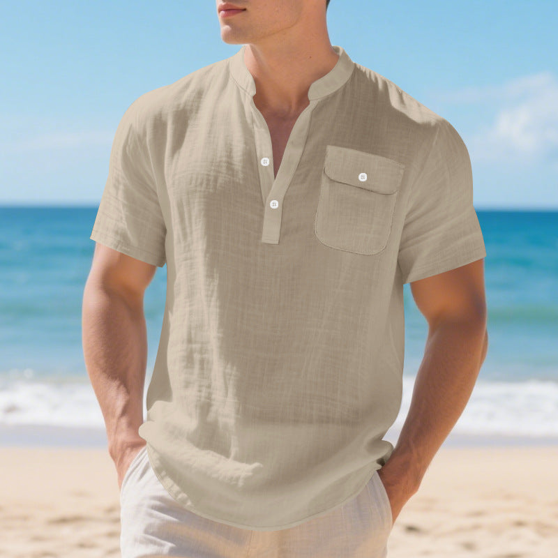 Chemise à manches courtes à la mode pour hommes avec boutonnière et poche poitrine Chic und Stil