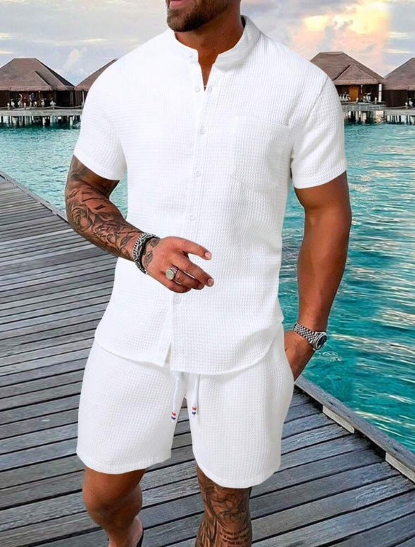 Chemises décontractées à manches courtes pour hommes avec shorts assortis Chic und Stil