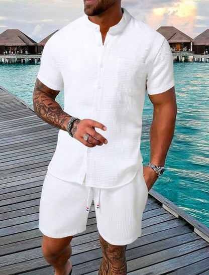Chemises décontractées à manches courtes pour hommes avec shorts assortis Chic und Stil