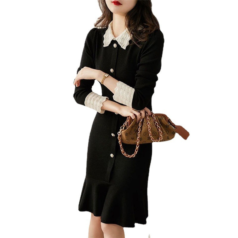Robe élégante pour femme à boutons avec ourlet en volants Chic und Stil