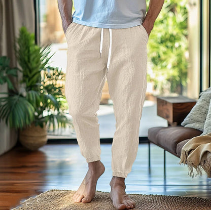 Casual linen pants for men with elastic waist and practical pockets Chic and Style