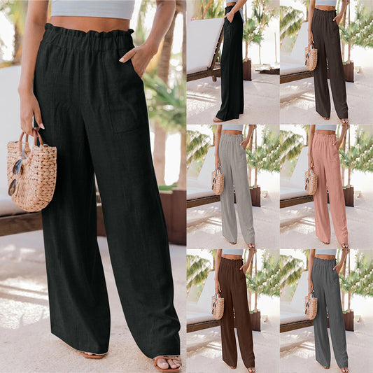 Wide palazzo pants for women with elastic waistband and practical pockets Chic and Style