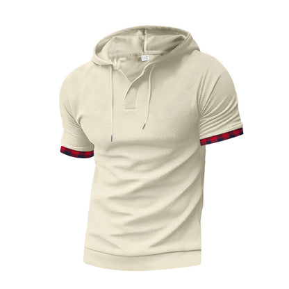 Chemise à manches courtes sportive pour hommes avec capuche et détails à carreaux Chic und Stil