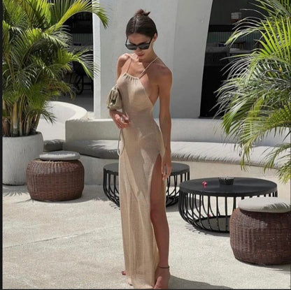Femme Robe maxi élégante avec une fente chic et un tissu fin Chic und Stil