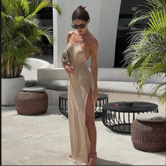 Femme Robe maxi élégante avec une fente chic et un tissu fin Chic und Stil