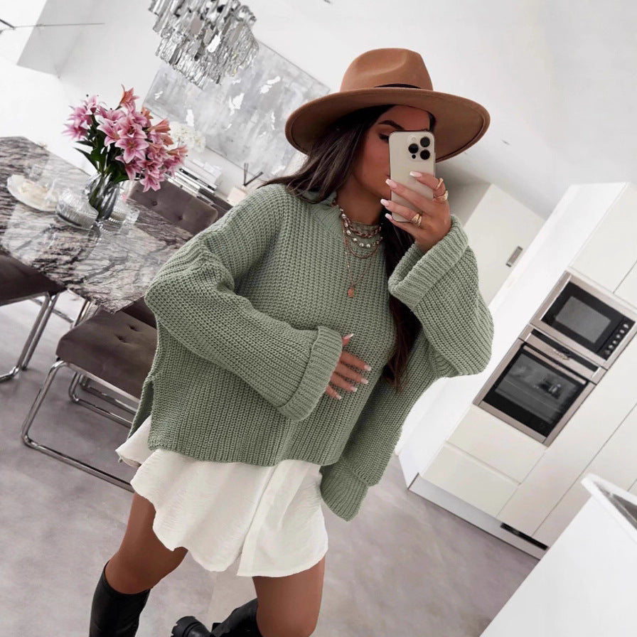 Pull en tricot surdimensionné pour femmes avec design à trous texturé et coupe décontractée Chic und Stil