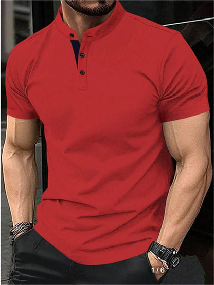 Chemise polo pour hommes avec col montant moderne et boutons contrastés Chic und Stil