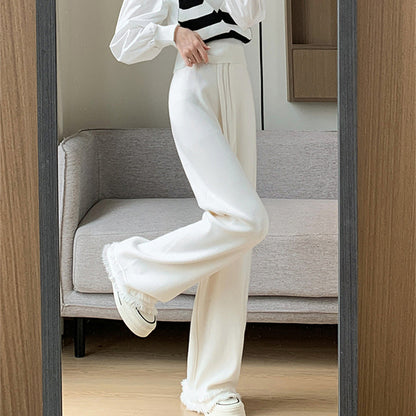 Ladies Elegant and Comfortable High-Waisted Pants with Stylish Fringes Chic and Style