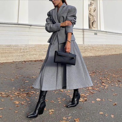 Dames élégant manteau oversize avec col haut et manches structurées Chic und Stil