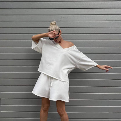 Ensemble haut décontracté et shorts pour femmes avec coupe surdimensionnée et séchage rapide Chic und Stil