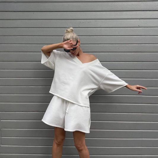 Ensemble haut décontracté et shorts pour femmes avec coupe surdimensionnée et séchage rapide Chic und Stil