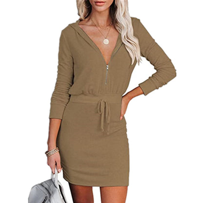 Robe mini décontractée pour femmes avec capuche et fermeture éclair Chic und Stil