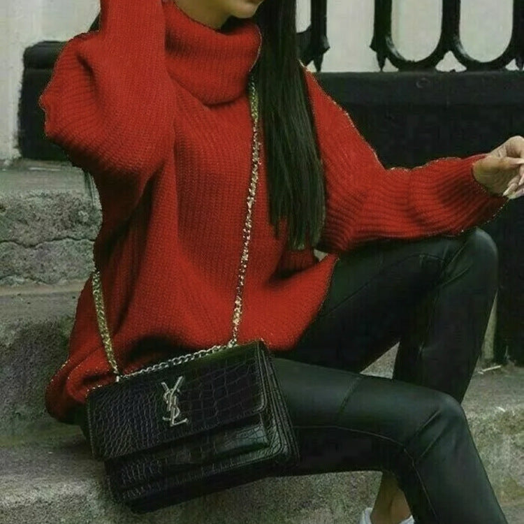 Pull en gros tricot pour femmes avec col haut et coupe décontractée Chic und Stil