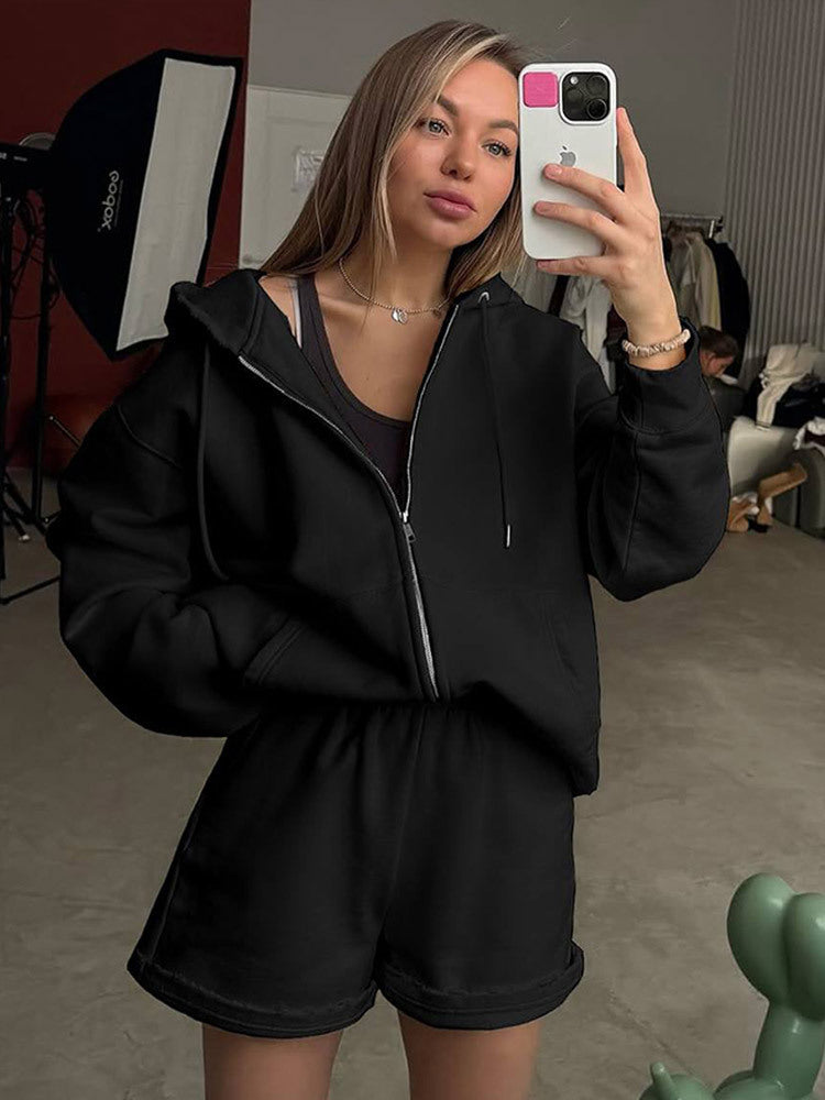 Women's comfortable sweat shorts with oversized hoodie Chic and Style