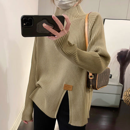 Dames Pull en Maille Moderne avec Col Montant et Coupe Asymétrique Chic und Stil