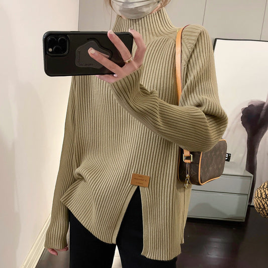 Dames Pull en Maille Moderne avec Col Montant et Coupe Asymétrique Chic und Stil