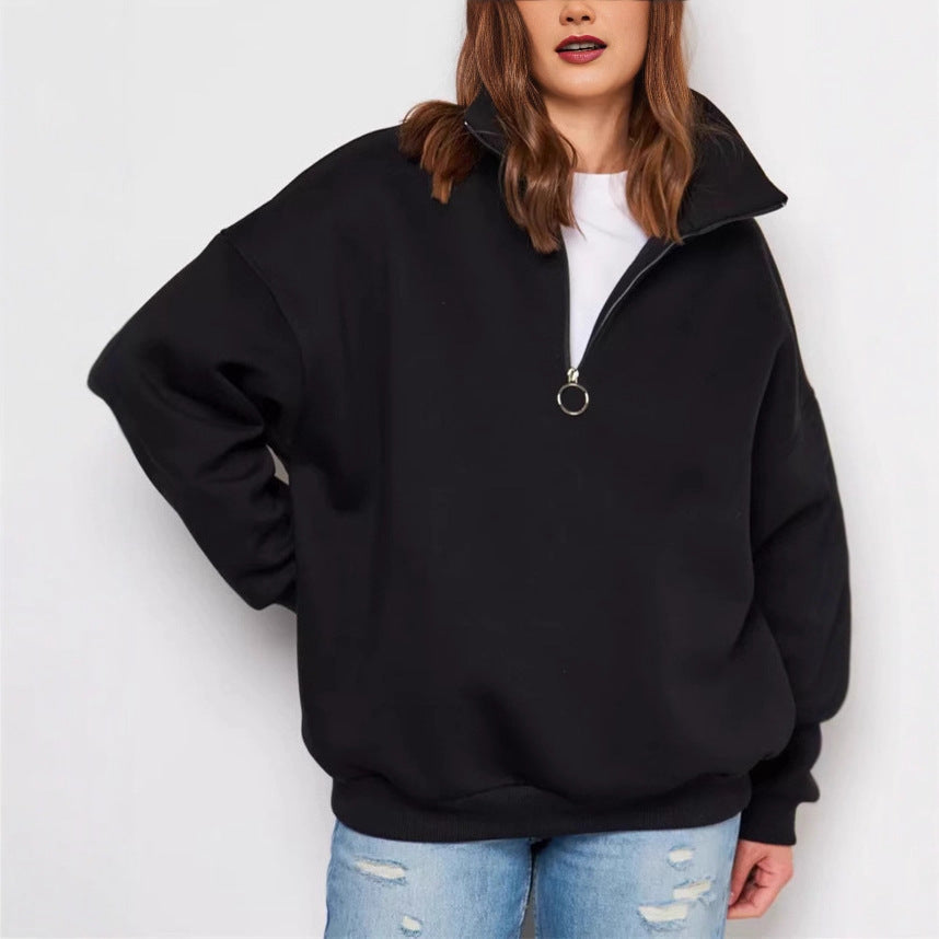 Pull femme décontracté avec capuche, col mi-haut et élégant tirant en anneau Chic und Stil