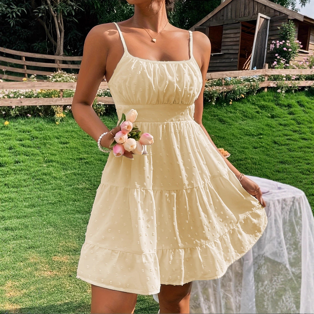 Robe d'été pour femmes avec volants et bretelles spaghetti réglables Chic und Stil
