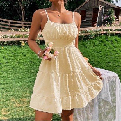 Robe d'été pour femmes avec volants et bretelles spaghetti réglables Chic und Stil
