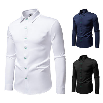 Chemise à manches longues pour hommes avec design de bouton créatif Chic und Stil