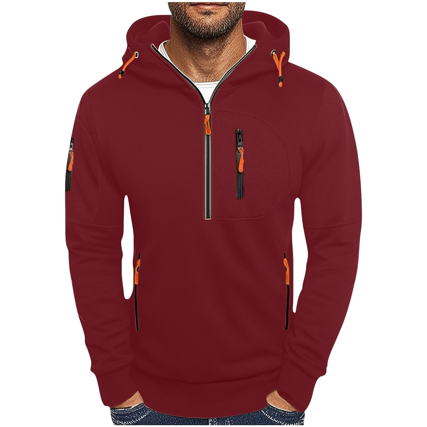 Functional hooded jacket for men with innovative 1/2 zip Chic and Style