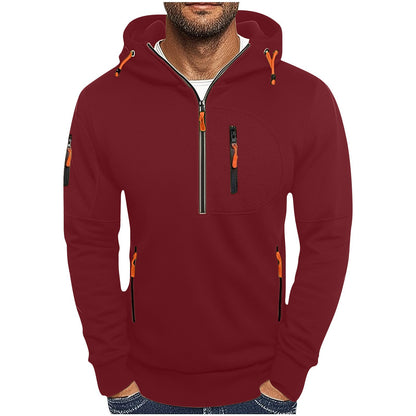 Functional hooded jacket for men with innovative 1/2 zip Chic and Style