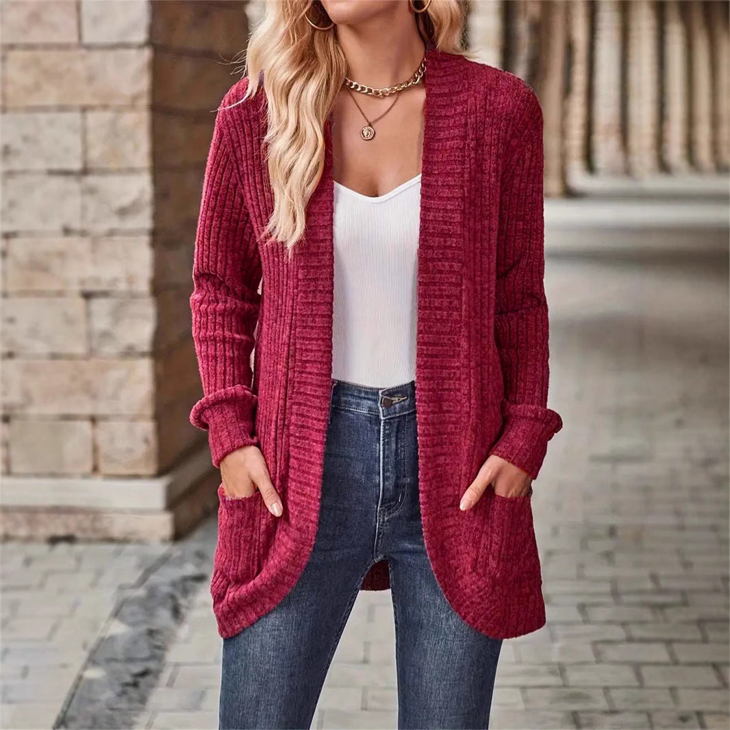 Dames cardigan décontracté avec poches et design texturé Chic und Stil
