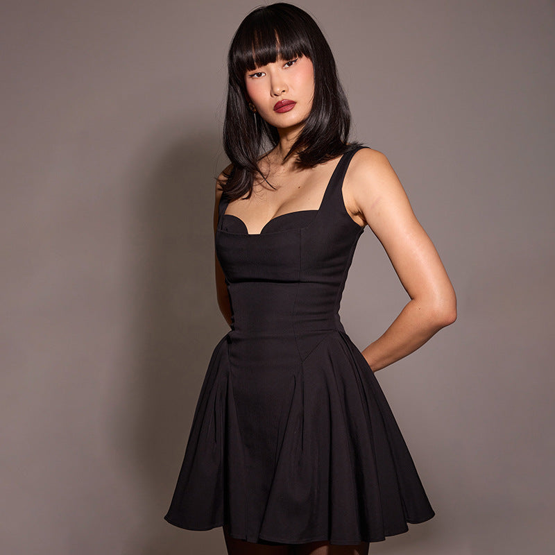 Dames Élégante Robe Minijupes en Coupe A-Line avec Décolleté en Forme de Cœur Chic und Stil