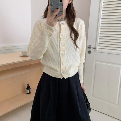 Dame cardigan en tricot avec motif texturé et boutons de haute qualité Chic und Stil