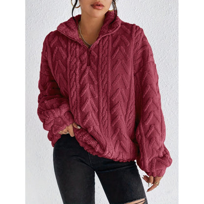 Dames Pull en polyester tendance avec col haut et texture Chic und Stil