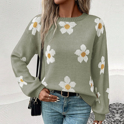 Pull en tricot pour femmes avec motif floral et coupe décontractée Chic und Stil