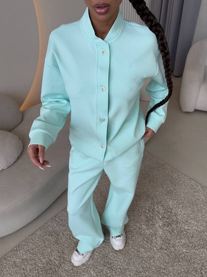 Dames Ensemble de loisirs élégant et confortable avec fermeture à bouton à la mode Chic und Stil