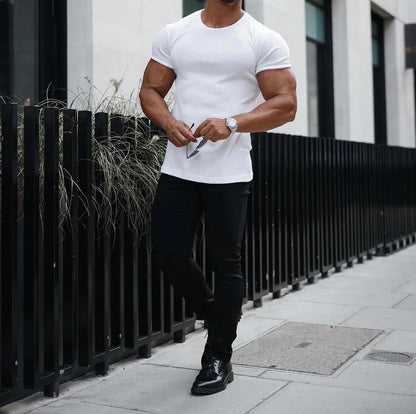 T-shirt ajusté en rib pour homme Chic und Stil