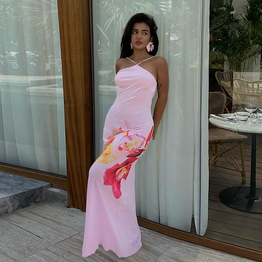 Robe maxi imprimée florale Chic und Stil pour femmes