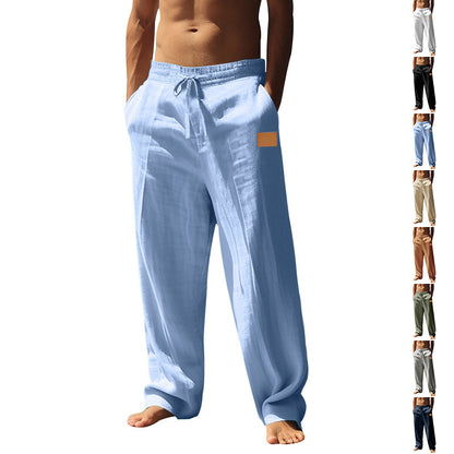 Casual linen pants for men with elastic waist and side pocket Chic and Style