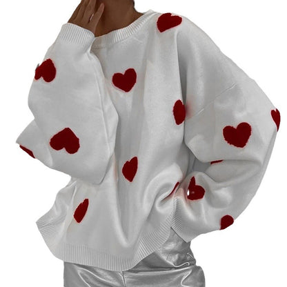 Pull femme avec motifs en forme de cœur et coupe décontractée Chic und Stil