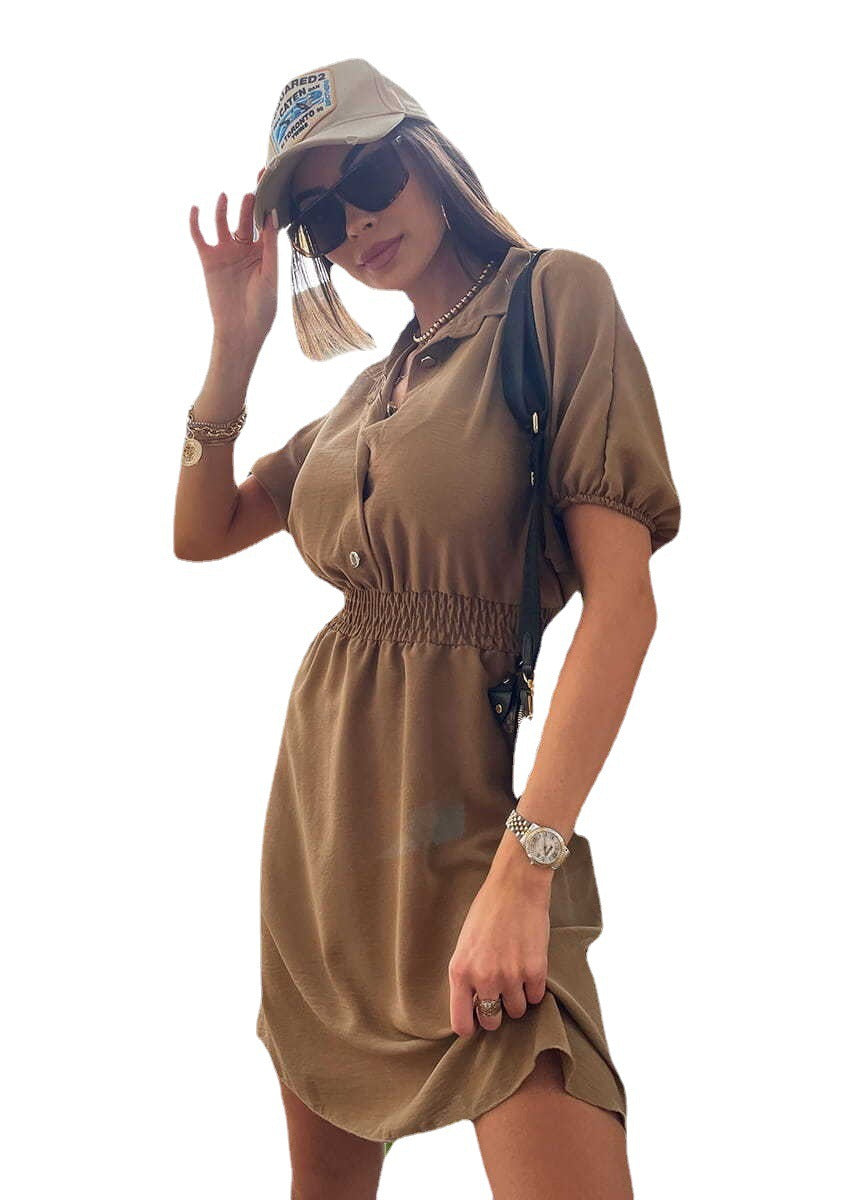 Robe chemise femme avec taille élastique et col tendance Chic und Stil