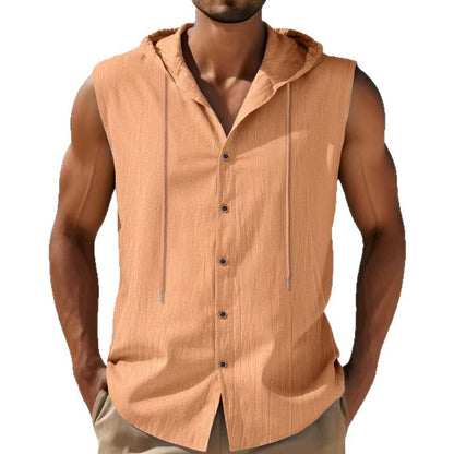 Chemise sans manches pour hommes avec capuche et fermeture à boutons Chic und Stil